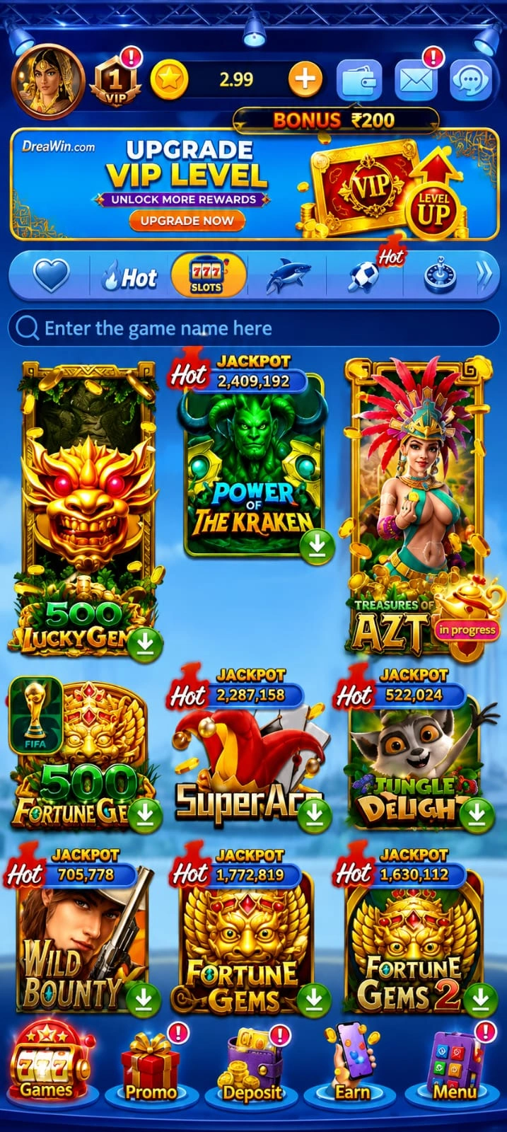 Diwa Win lobby on an Android phone